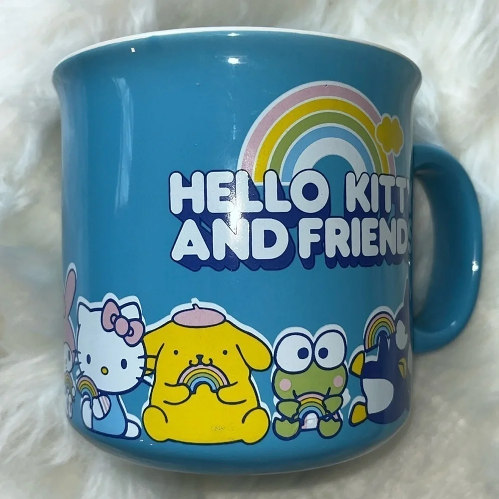 🆕 Hello Kitty and Friends Ceramic Mug Light Blue Rainbow